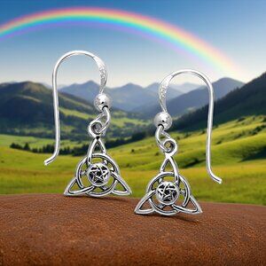 Celtic Trinity Knot Pentacle Sterling Silver Earrings